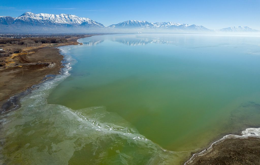 (Trent Nelson | The Salt Lake Tribune) The Jordan River meets Utah Lake in Saratoga Springs on Tuesday, March 1, 2022. The Utah Lake Jordan River Water Rights General Adjudication is one of the oldest and biggest General Adjudications in the state.